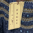Load image into Gallery viewer, Figue Kizzy Navy Peony Puff Sleeve Smocked Mini Dress
