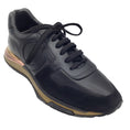 Load image into Gallery viewer, Salvatore Ferragamo Black / Gold Detail Suede Trimmed Leather Sneakers
