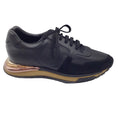Load image into Gallery viewer, Salvatore Ferragamo Black / Gold Detail Suede Trimmed Leather Sneakers
