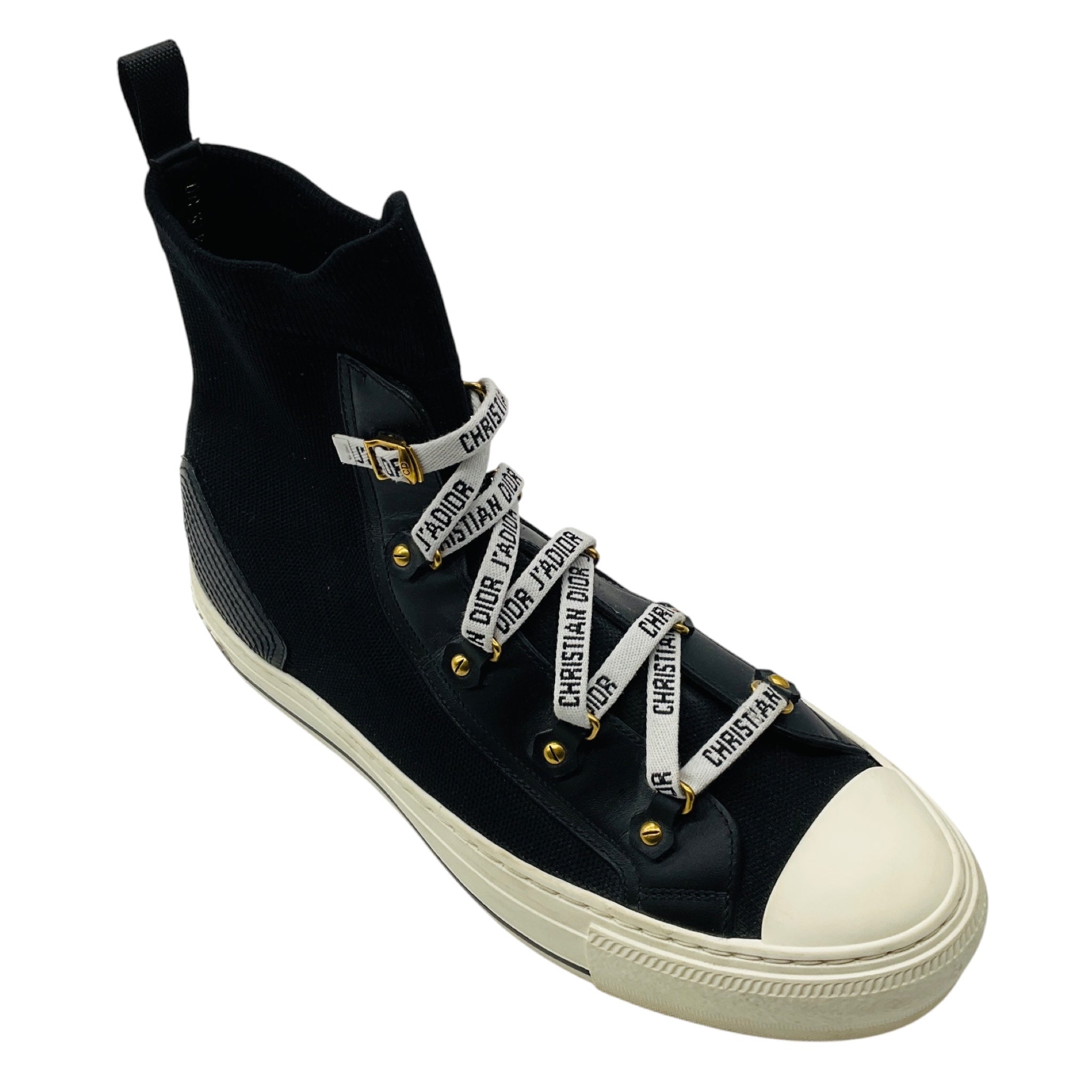 Christian Dior Black Walk'n'Dior Technical Knit and Leather High Top Sneakers