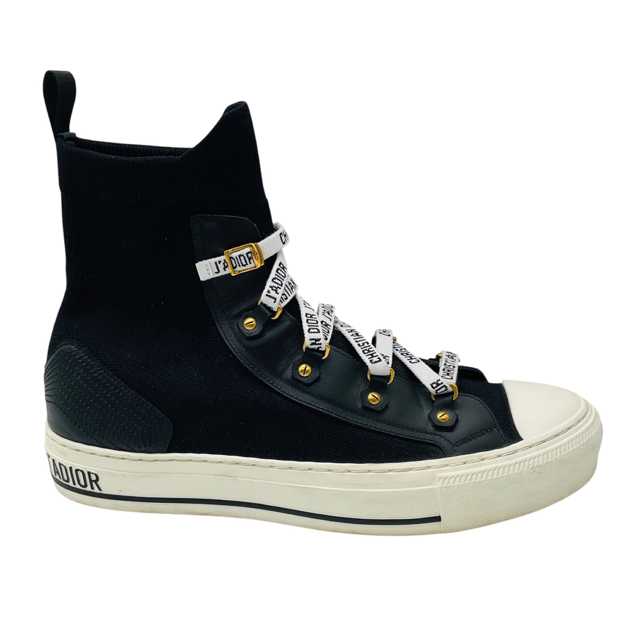 Christian Dior Black Walk'n'Dior Technical Knit and Leather High Top Sneakers