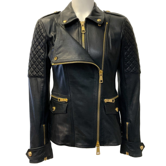 Burberry Brit Black Leather Remington Quilted Moto Jacket
