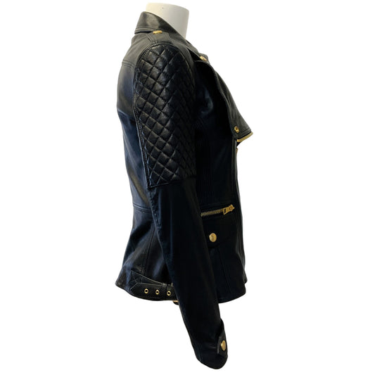 Burberry Brit Black Leather Remington Quilted Moto Jacket