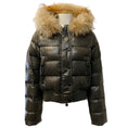 Load image into Gallery viewer, Moncler Olive Glossy Puffer Jacket with Racoon Trimmed Hood

