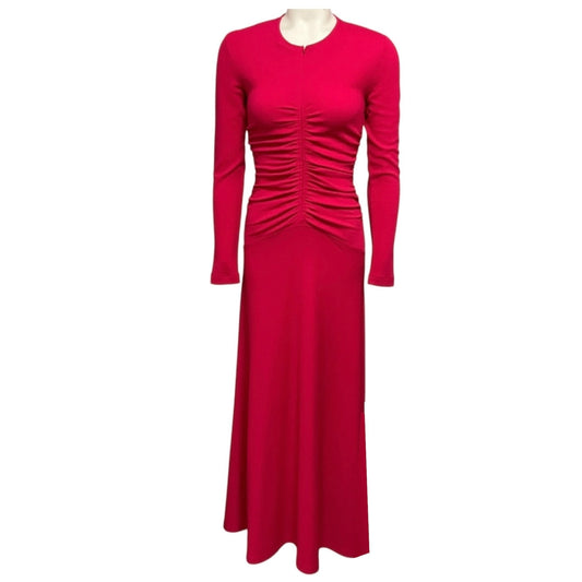 ME+EM Hibiscus Pink Textured Jersey Ruched Maxi Dress