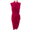 Load image into Gallery viewer, Fuzzi Magenta Ruched V Neck Sleeveless Dress
