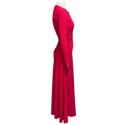 ME+EM Hibiscus Pink Textured Jersey Ruched Maxi Dress