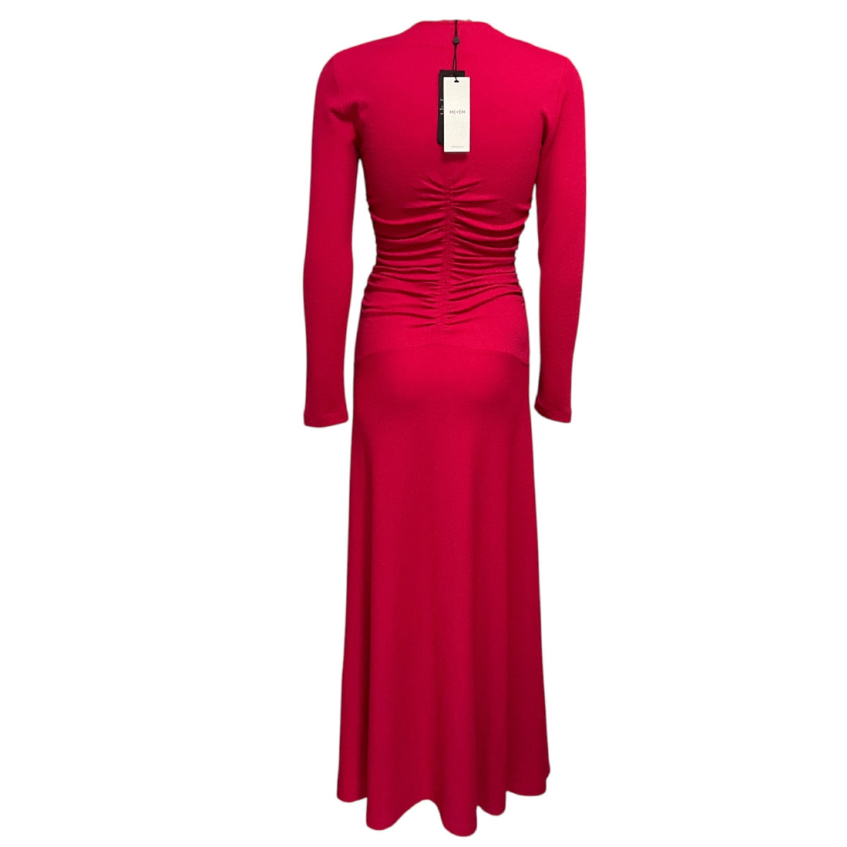 ME+EM Hibiscus Pink Textured Jersey Ruched Maxi Dress