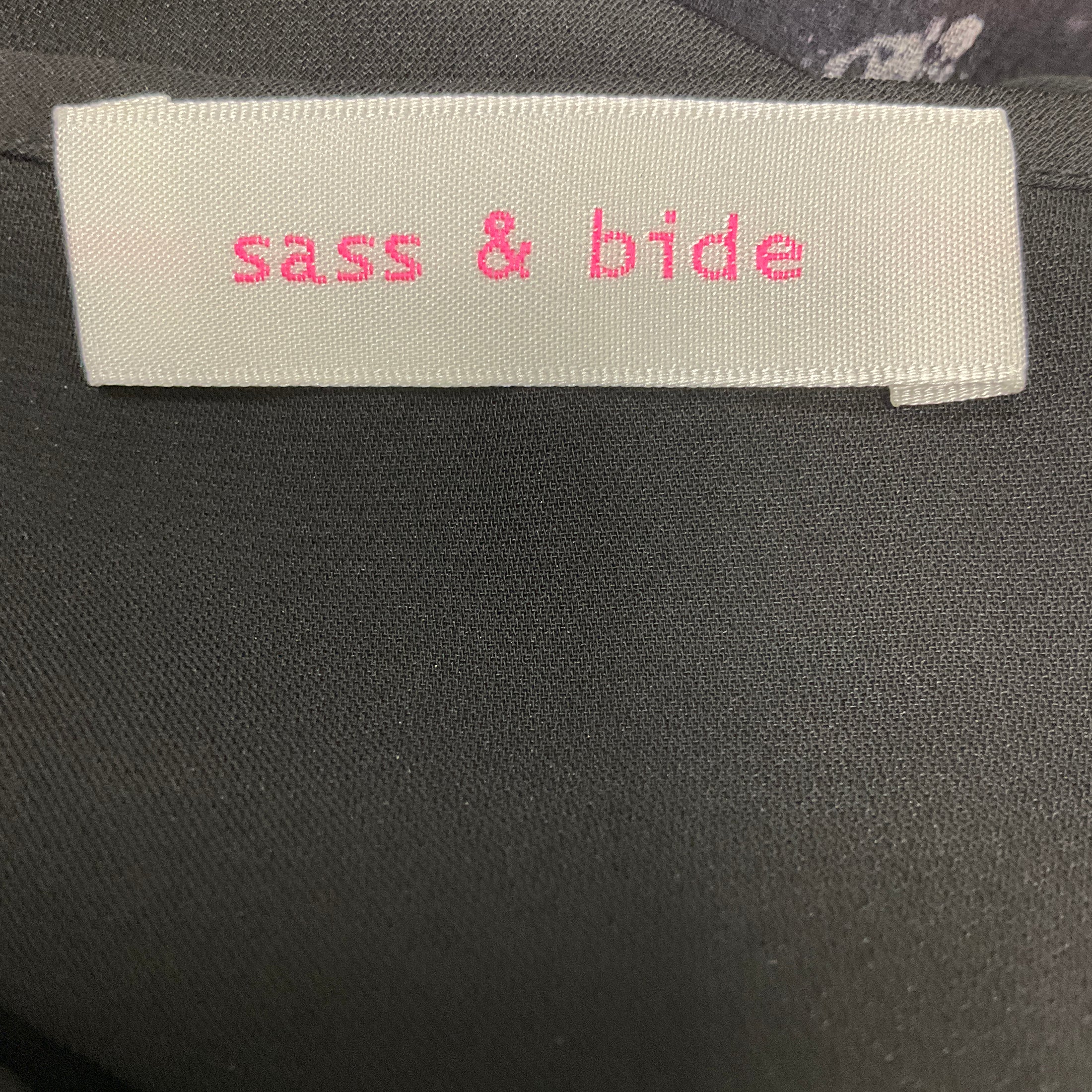 Sass & Bide Black Multi Interstella Print Sheer Silk Dress with Slip