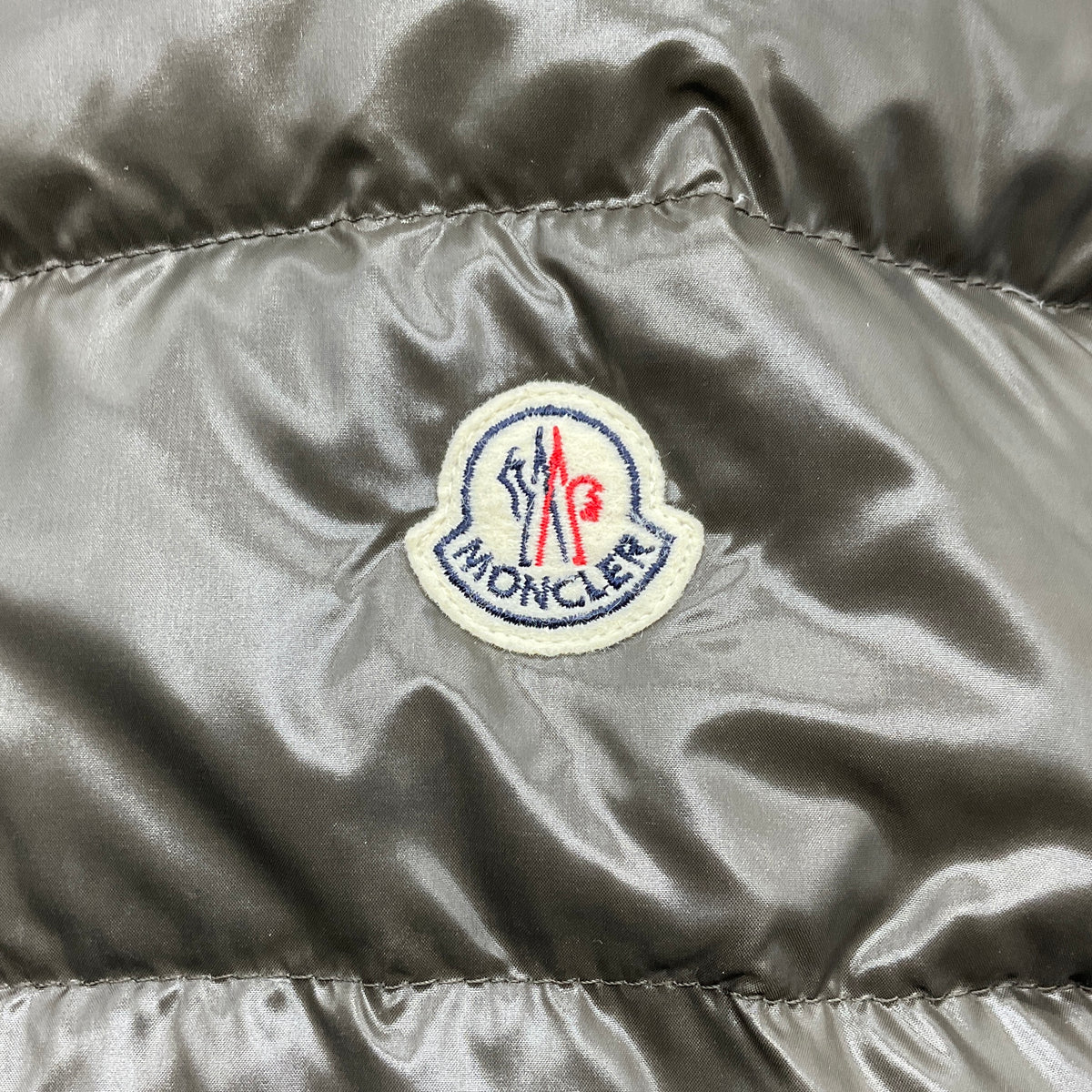 Moncler Olive Glossy Puffer Jacket with Racoon Trimmed Hood