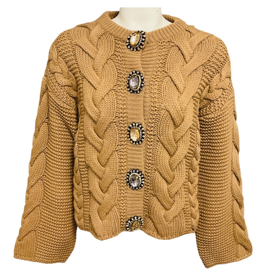La DoubleJ Solid Brown Chunky Wool Portrait Cardigan