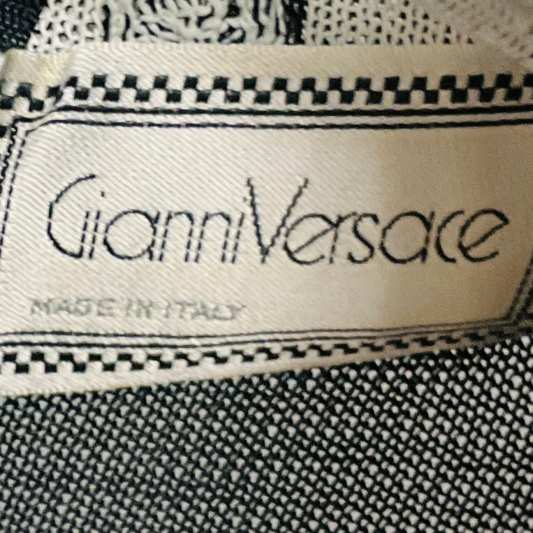 Gianni Versace RARE Vintage Black / White Polka Dot Patterned Short Sleeved Sheer Knit Top