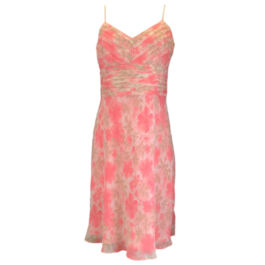 Emilio Pucci Pink / Ivory / Beige Multi Floral Printed Sleeveless V-Neck Silk Dress