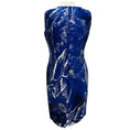 Load image into Gallery viewer, Oscar de la Renta Blue / White Printed Sleeveless Silk Dress with Shawl
