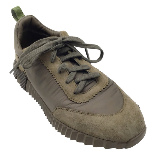 Hermes Olive Green Suede and Nylon Bouncing Sneakers