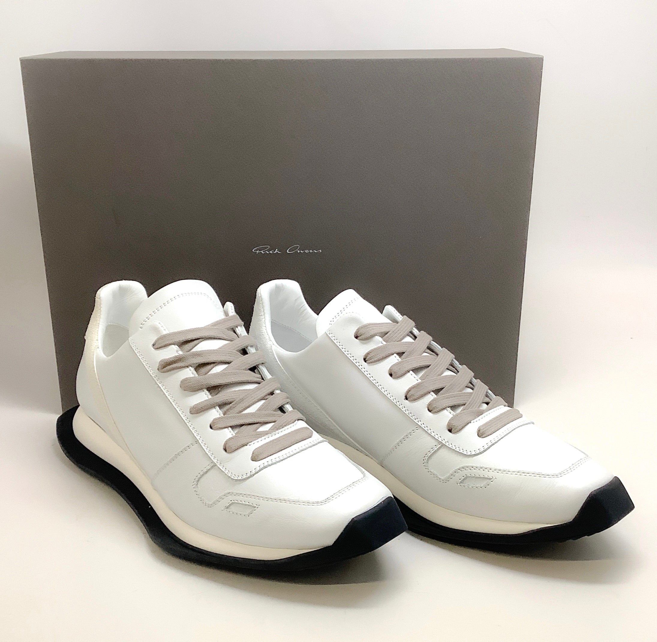 Rick Owens Chalk White Runner Lace Up Sneakers