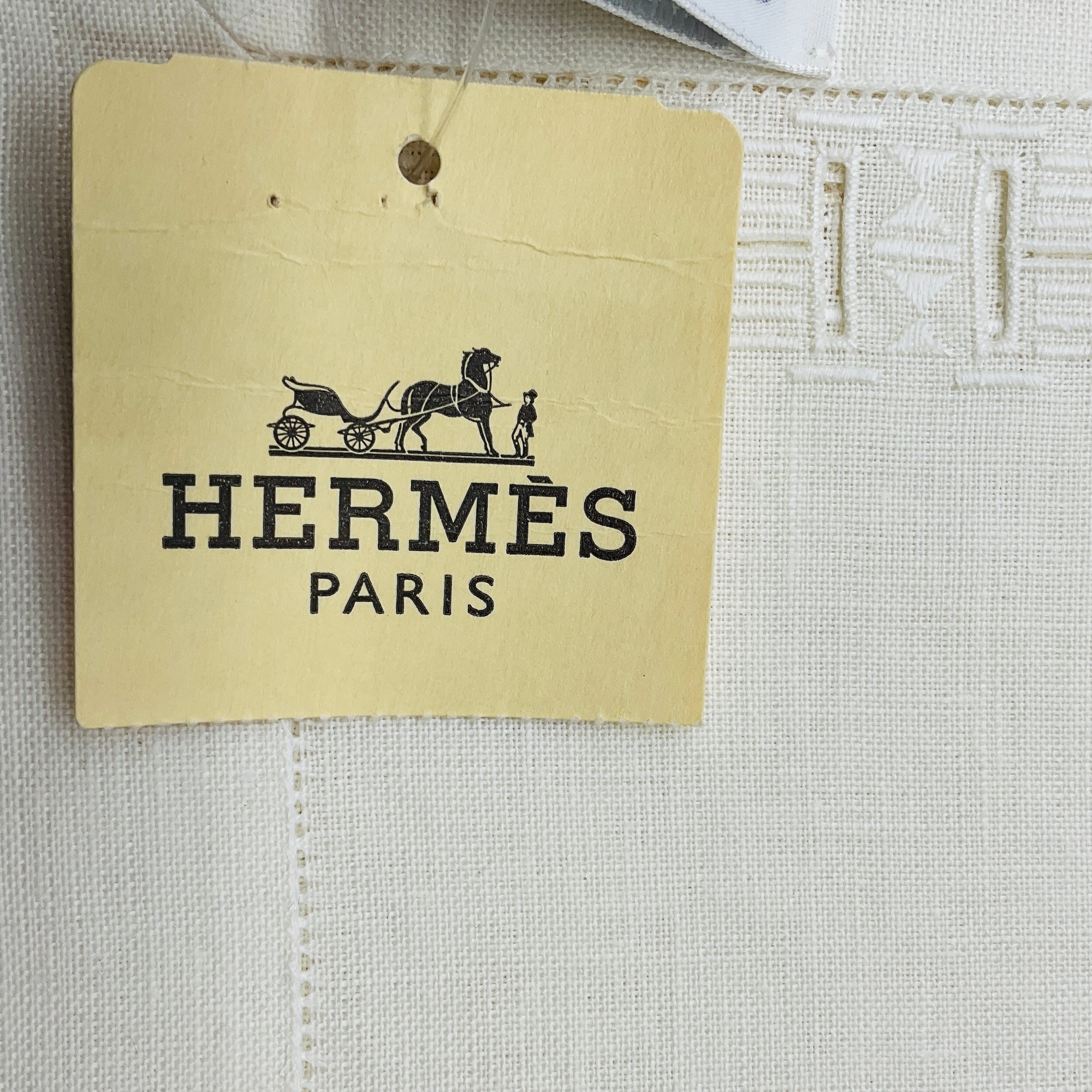 Hermes Ecru H Cut Out Patterned Linen Breakfast Napkins with Box (Assortment / Set of 7)