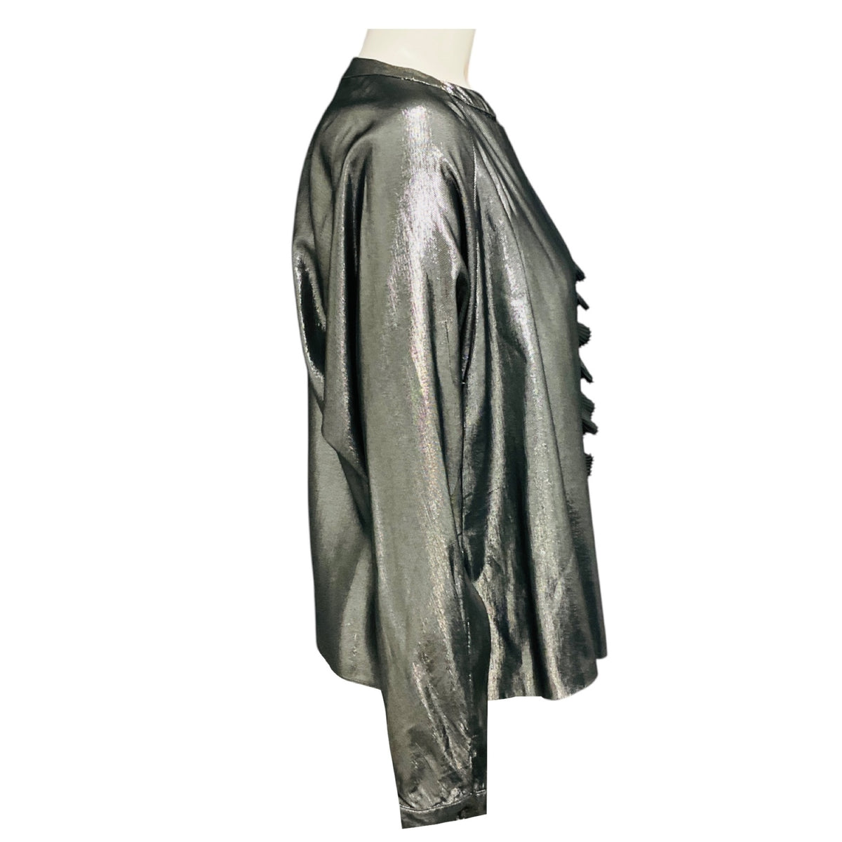 Chloe Vintage Silver Metallic Pleated Silk Blouse