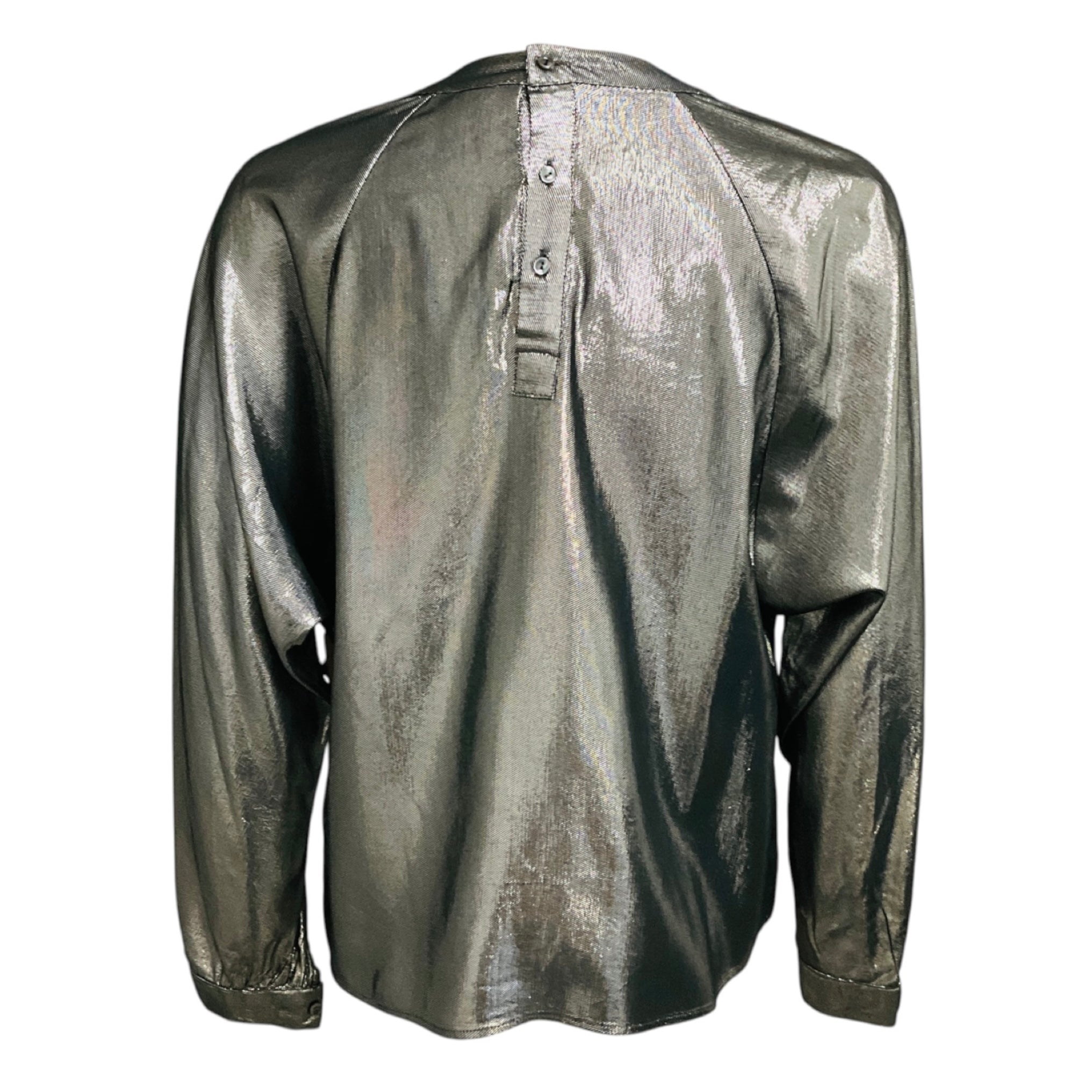 Chloe Vintage Silver Metallic Pleated Silk Blouse