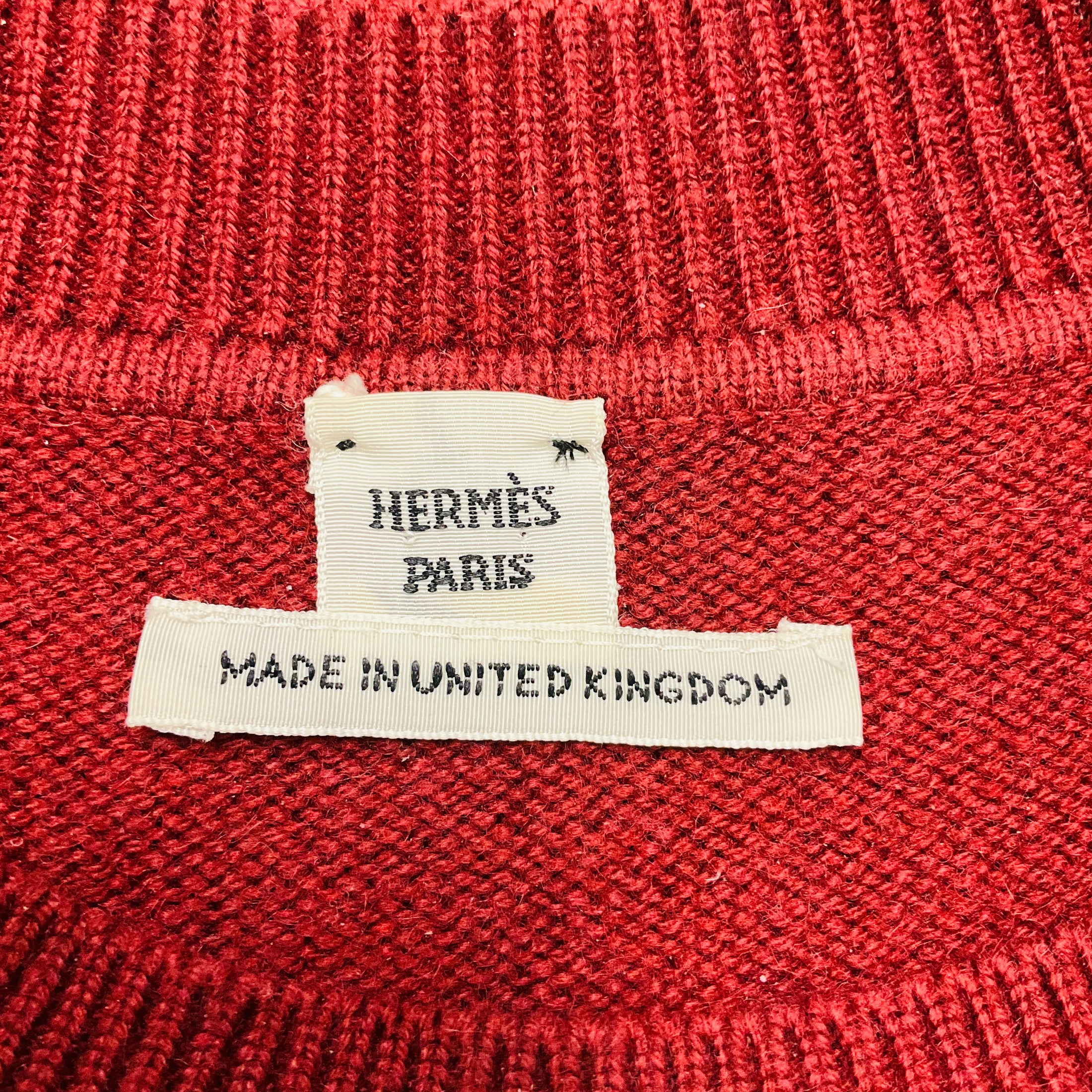 Hermes Red / Burgundy Brides de Gala Cashmere Knit Crewneck Pullover Sweater