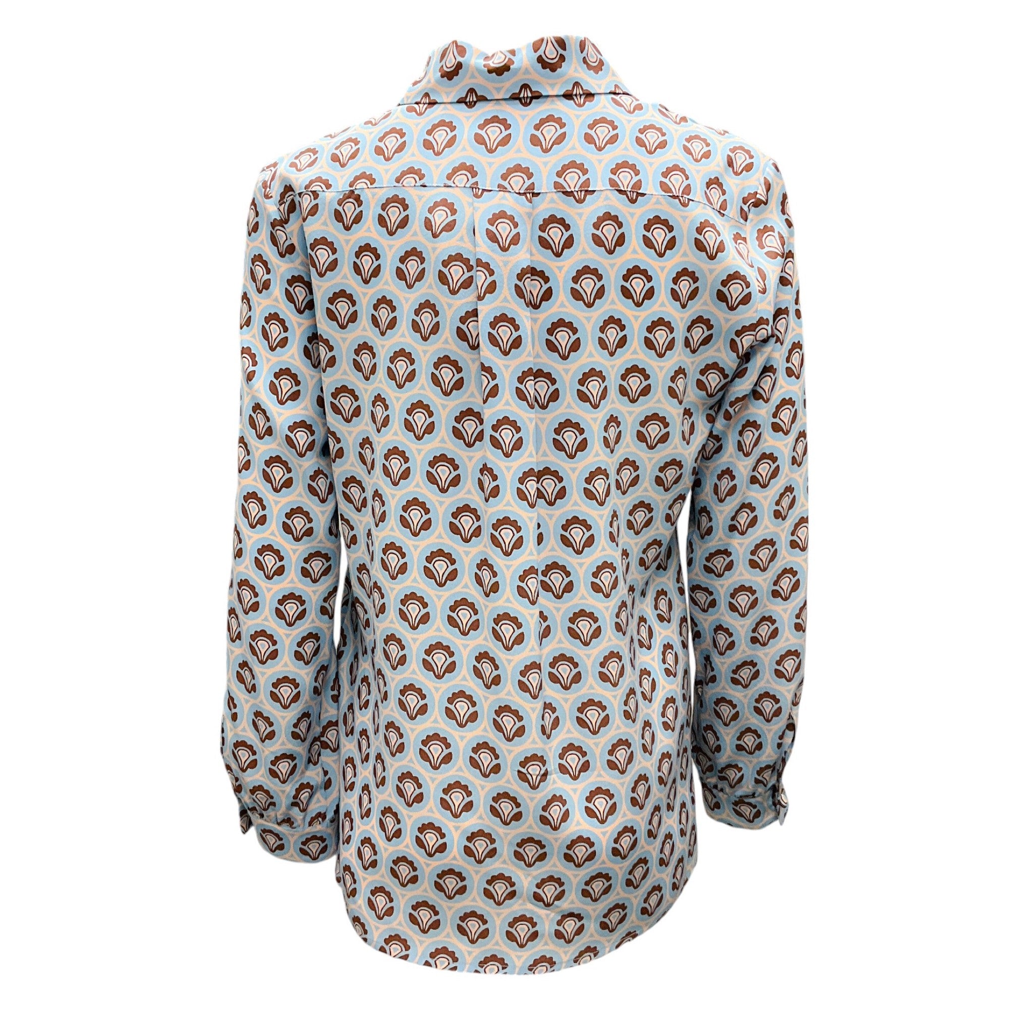 Etro Pale Blue 2023 Printed Silk Blouse