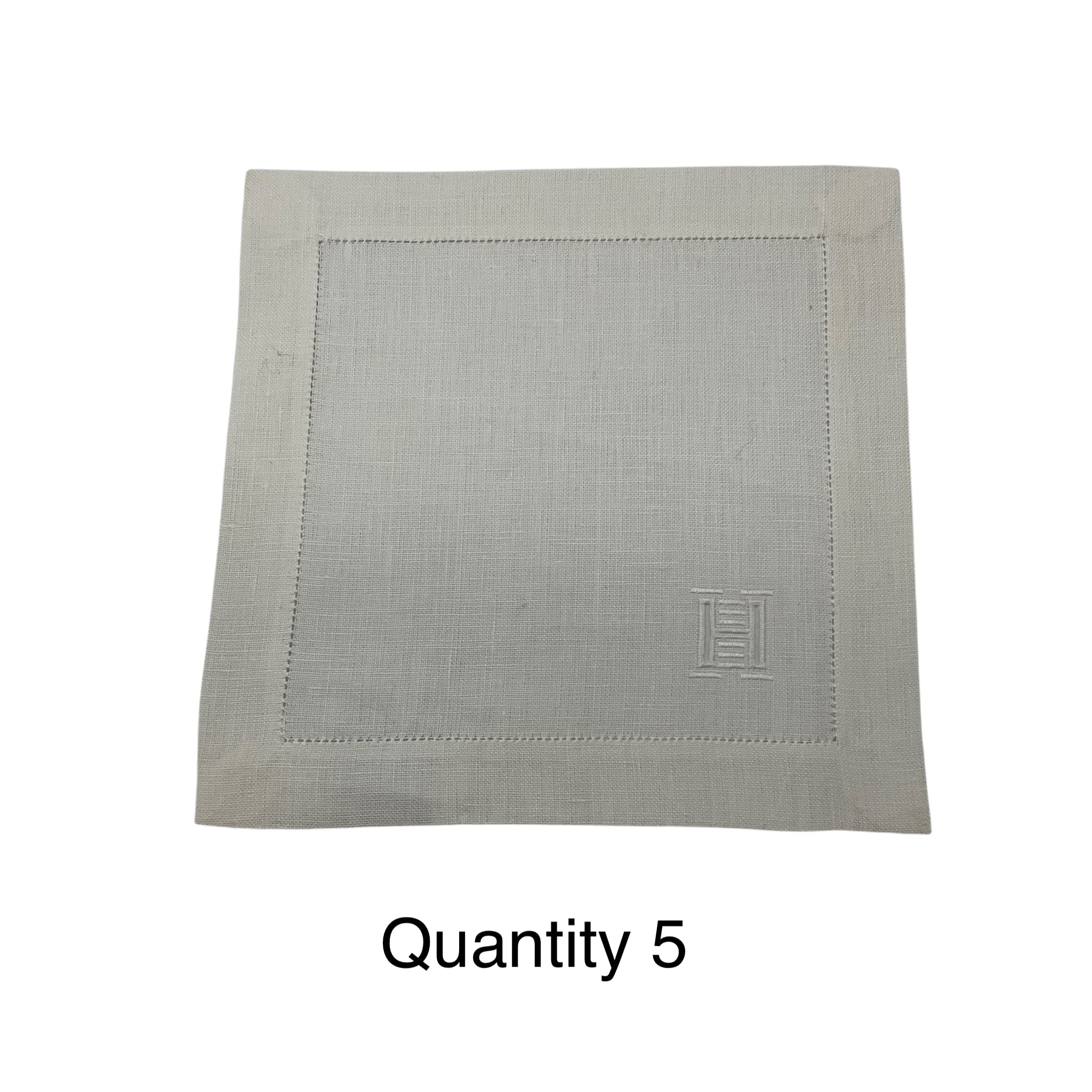 Hermes Ecru H Cut Out Patterned Linen Square Cocktail Napkins with Box (Assortment / Set of 7)