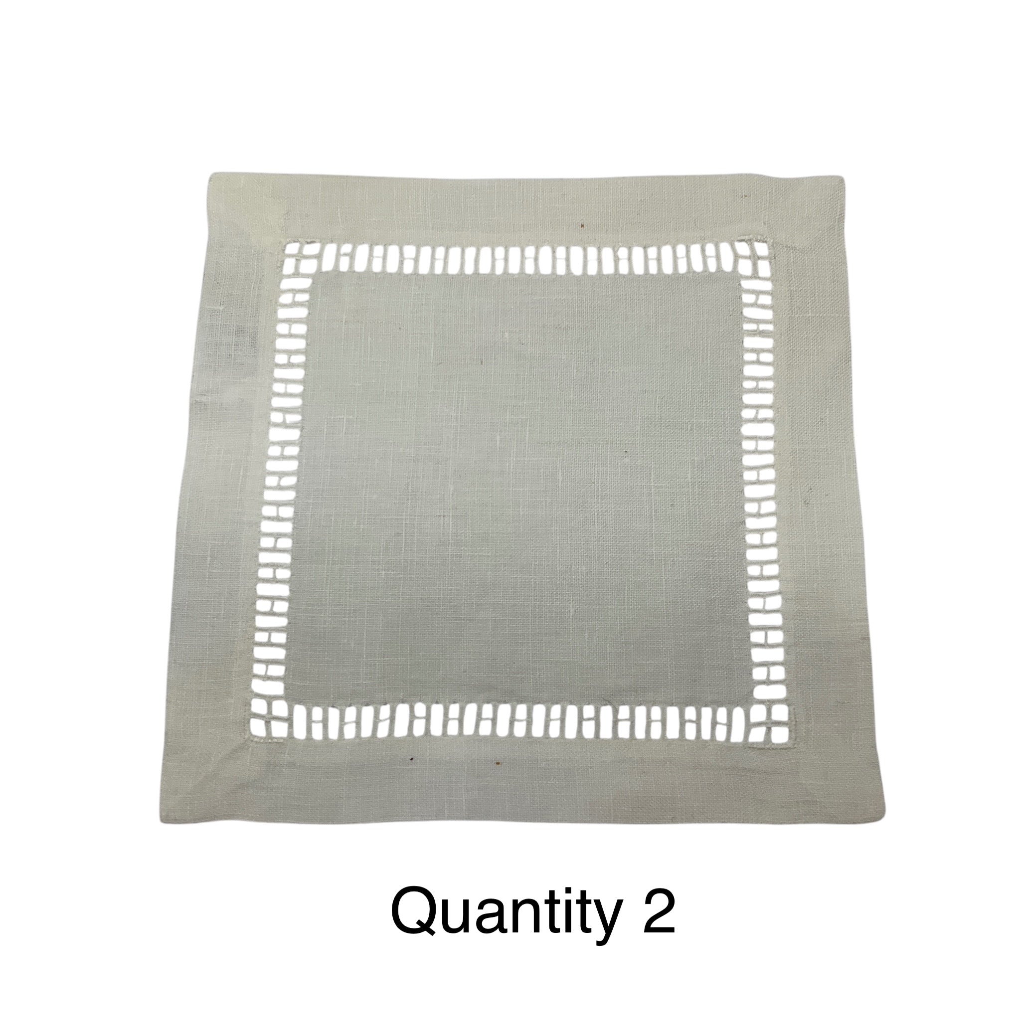 Hermes Ecru H Cut Out Patterned Linen Square Cocktail Napkins with Box (Assortment / Set of 7)