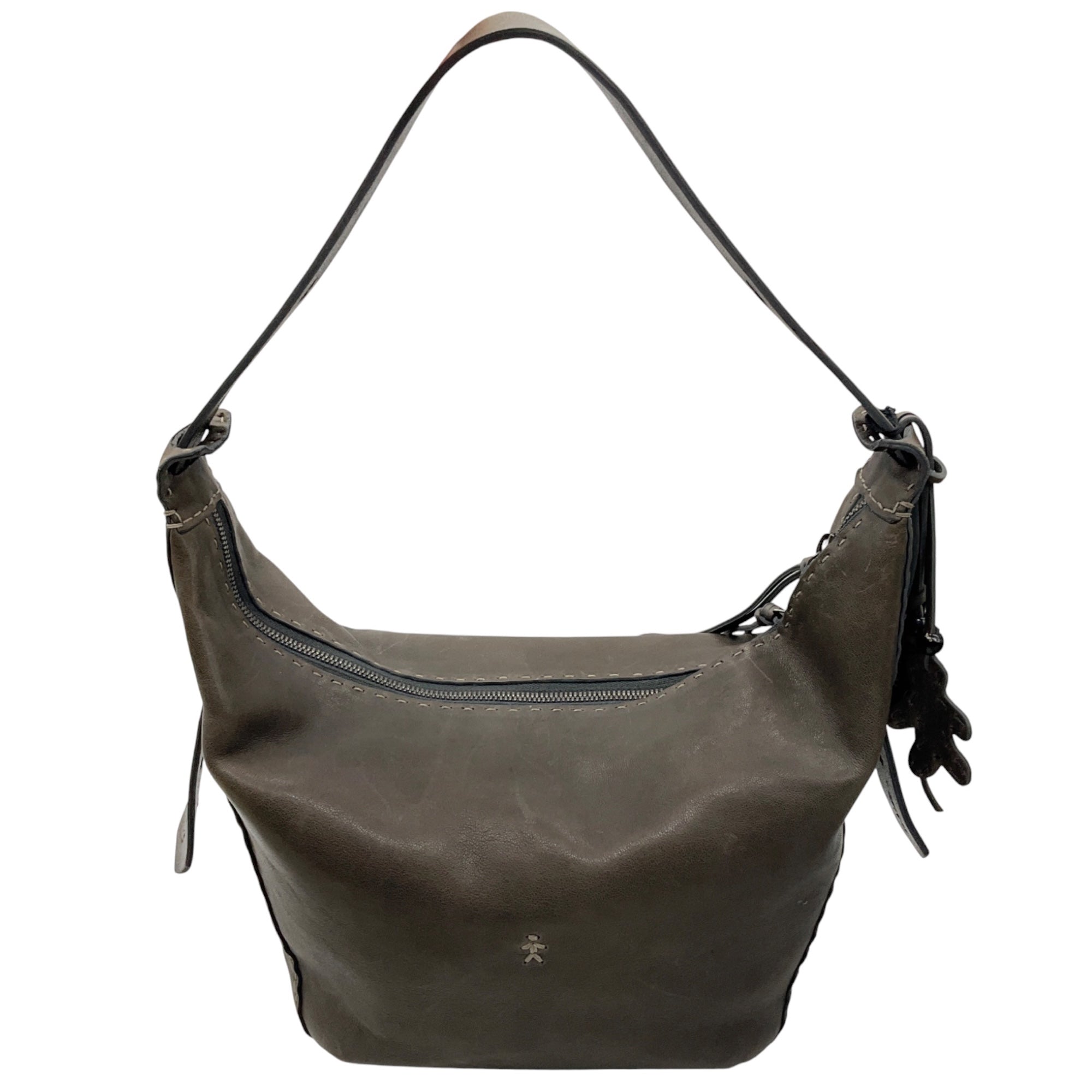 Henry Beguelin Dark Grey Medium Ilenia Old Iron Leather Shoulder Bag