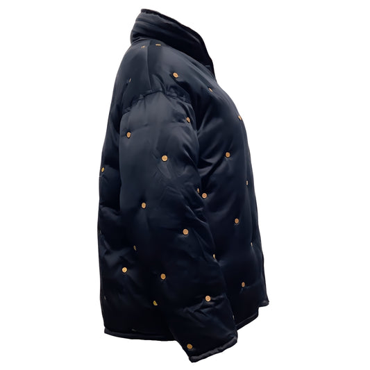 Loewe Vintage Navy Blue / Gold Studded Silk Satin Bomber Jacket