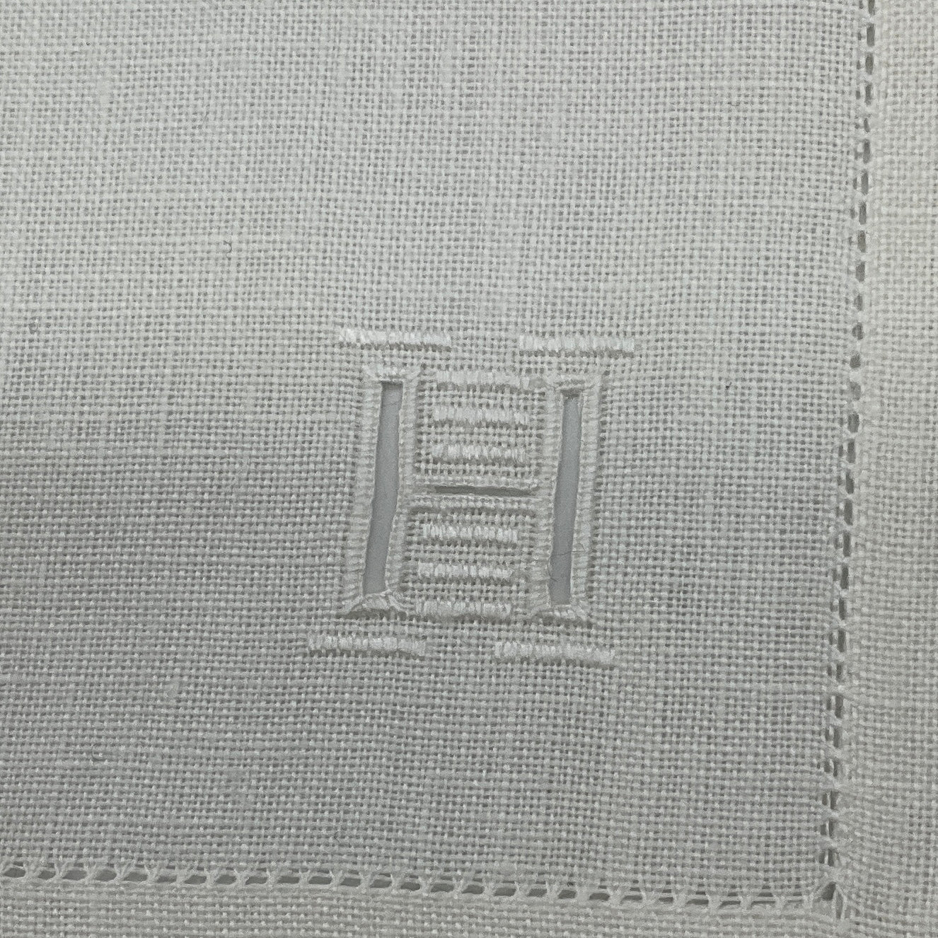 Hermes Ecru H Cut Out Patterned Linen Square Cocktail Napkins with Box (Assortment / Set of 7)