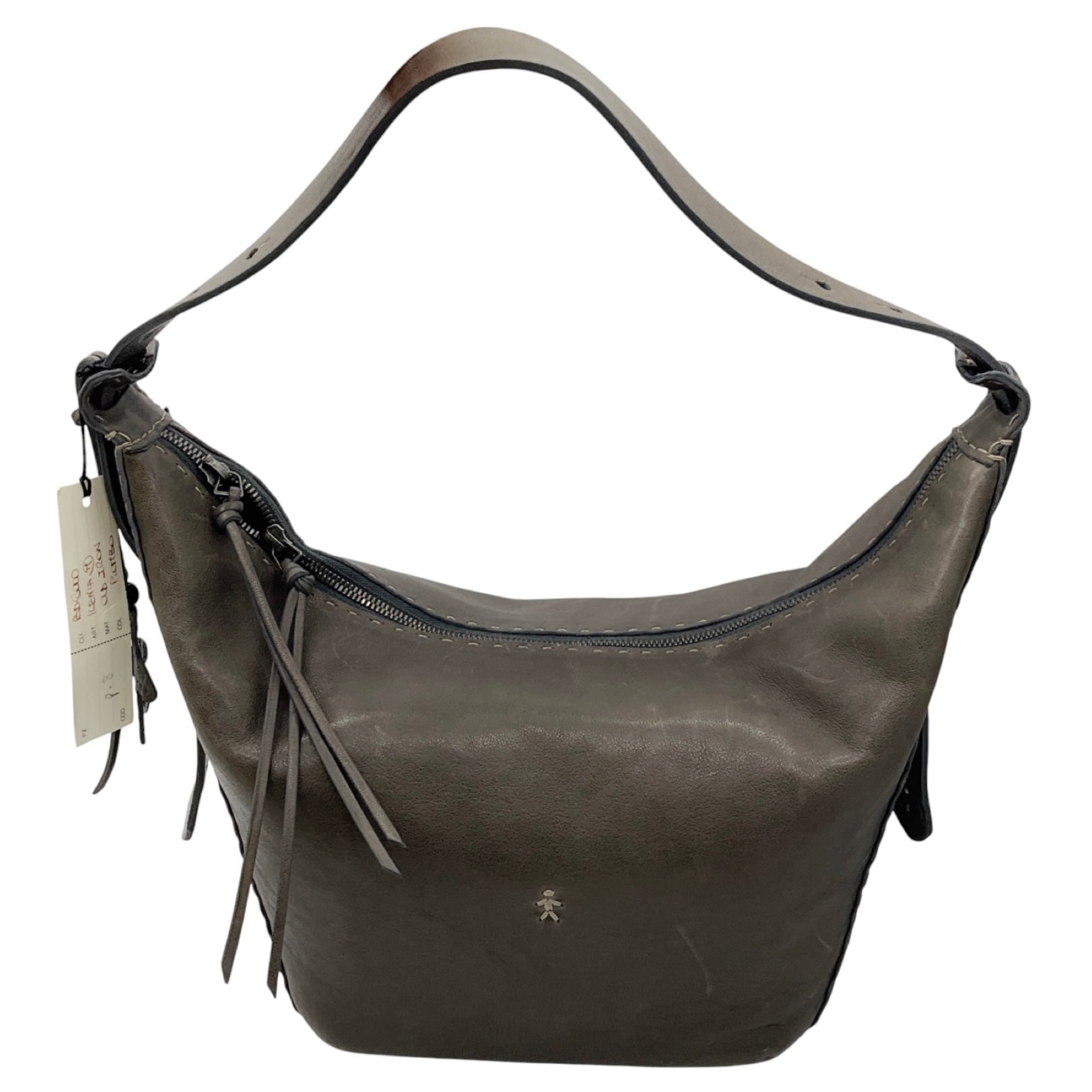Henry Beguelin Dark Grey Medium Ilenia Old Iron Leather Shoulder Bag