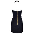 Load image into Gallery viewer, Balmain Black / Gold Button Detail Fitted Stretch Knit Halter Mini Dress
