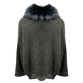 Load image into Gallery viewer, Fabiana Filippi Charcoal Grey Sequined Zip Front Sweater with Blue Fox Fur Collar
