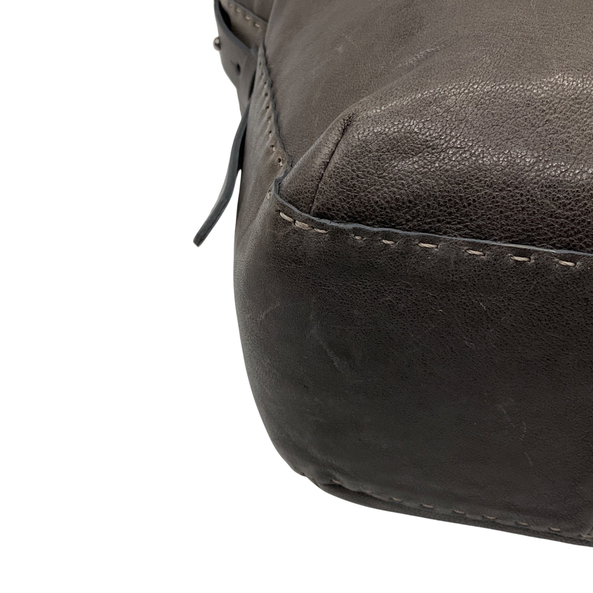 Henry Beguelin Dark Grey Medium Ilenia Old Iron Leather Shoulder Bag