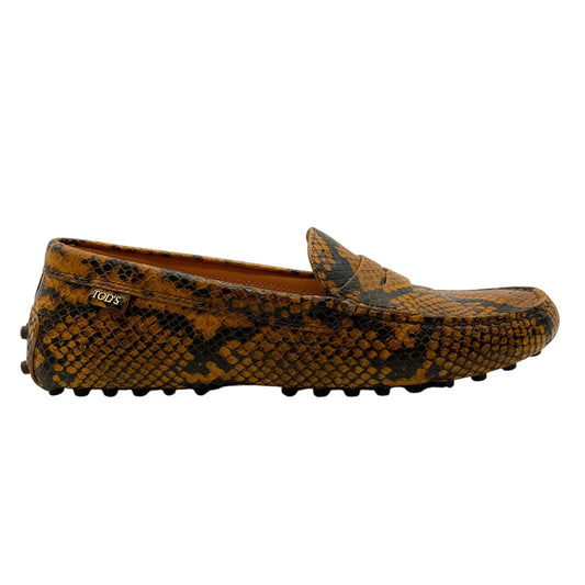 Tod's Brown Snake Print Gommino Driving Loafers