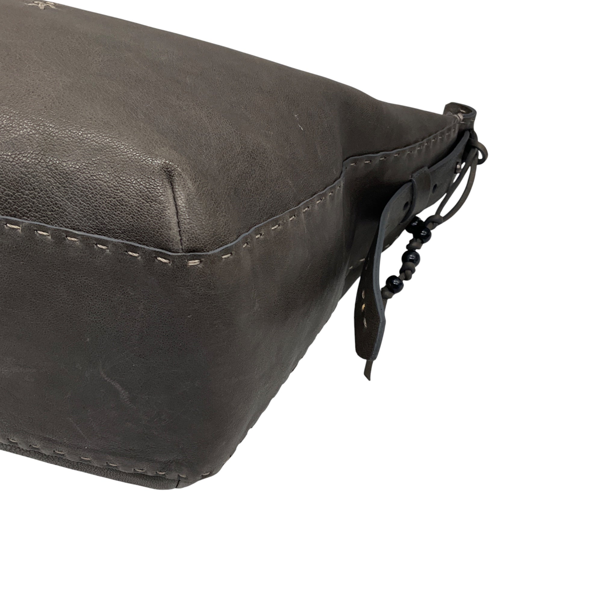 Henry Beguelin Dark Grey Medium Ilenia Old Iron Leather Shoulder Bag