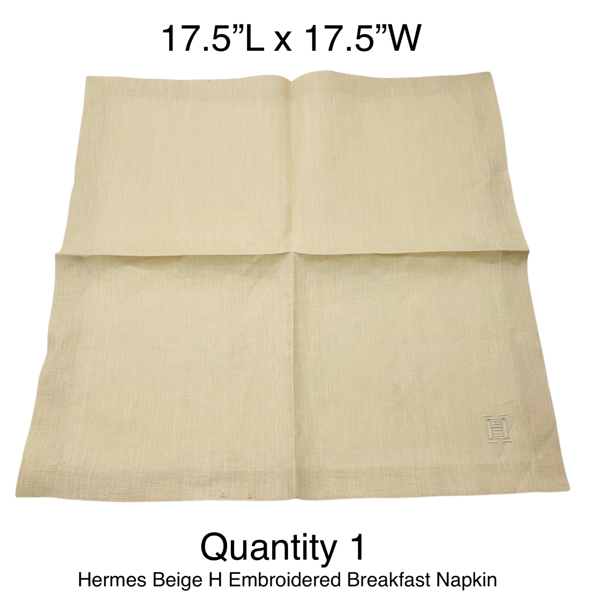 Hermes Beige H Embroidered Linen Napkins with Box (Assortment / Set of 2)
