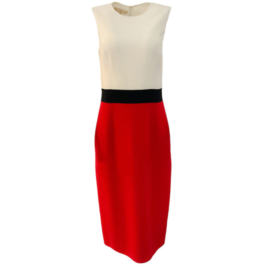 Michael Kors Ivory / Red Color Block Sleeveless Dress