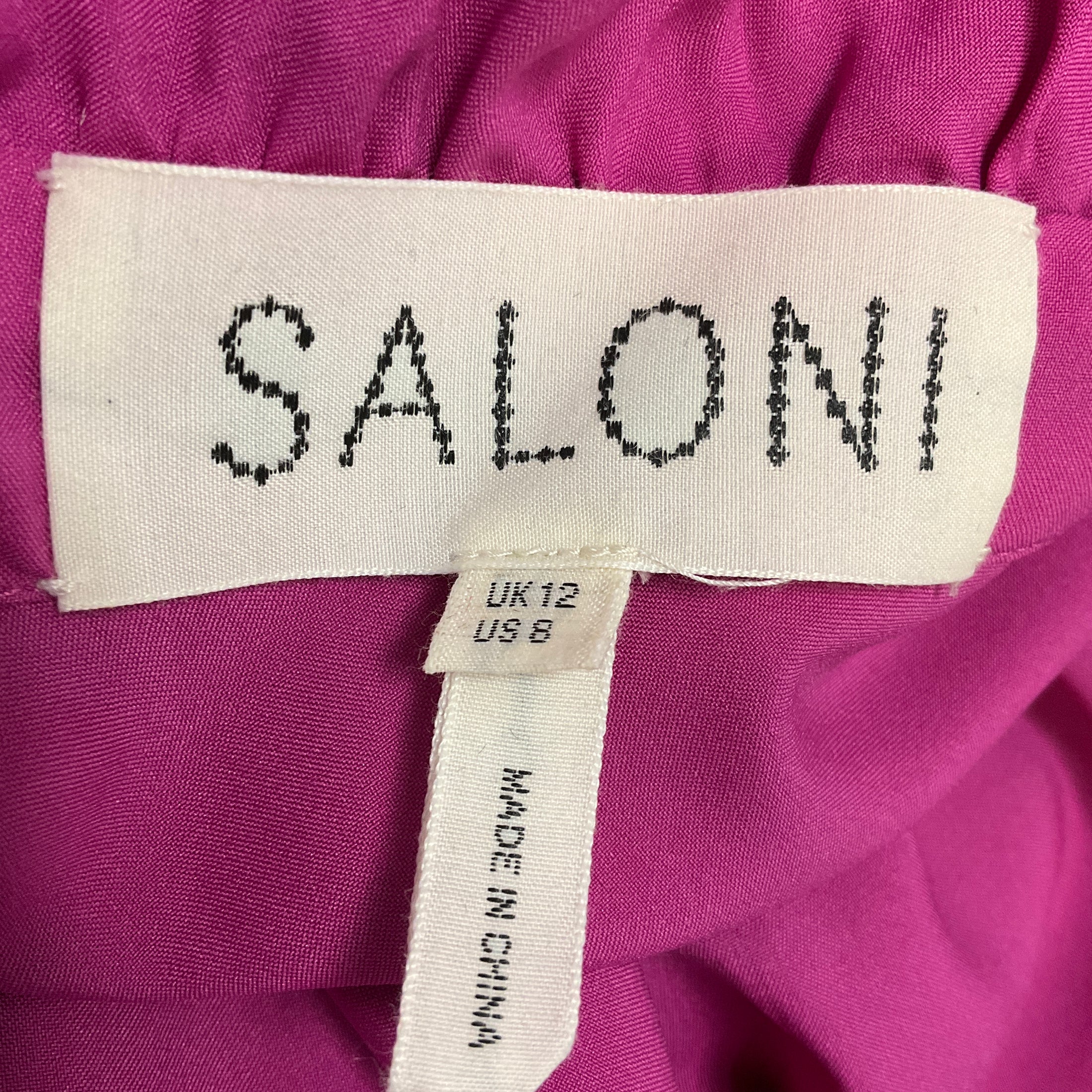 Saloni Magenta Fleur Silk Jacquard Dress