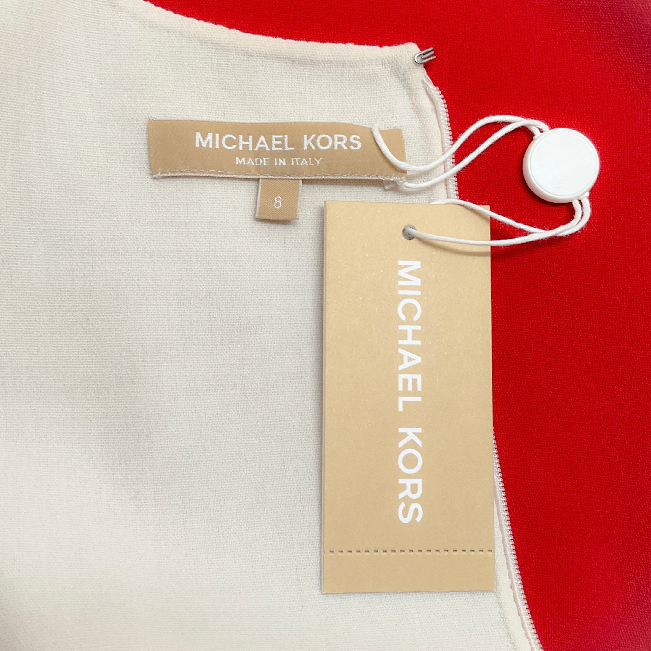 Michael Kors Ivory / Red Color Block Sleeveless Dress