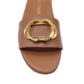 Load image into Gallery viewer, Stuart Weitzman Beige / Gold Hardware Flat Leather Slide Sandals
