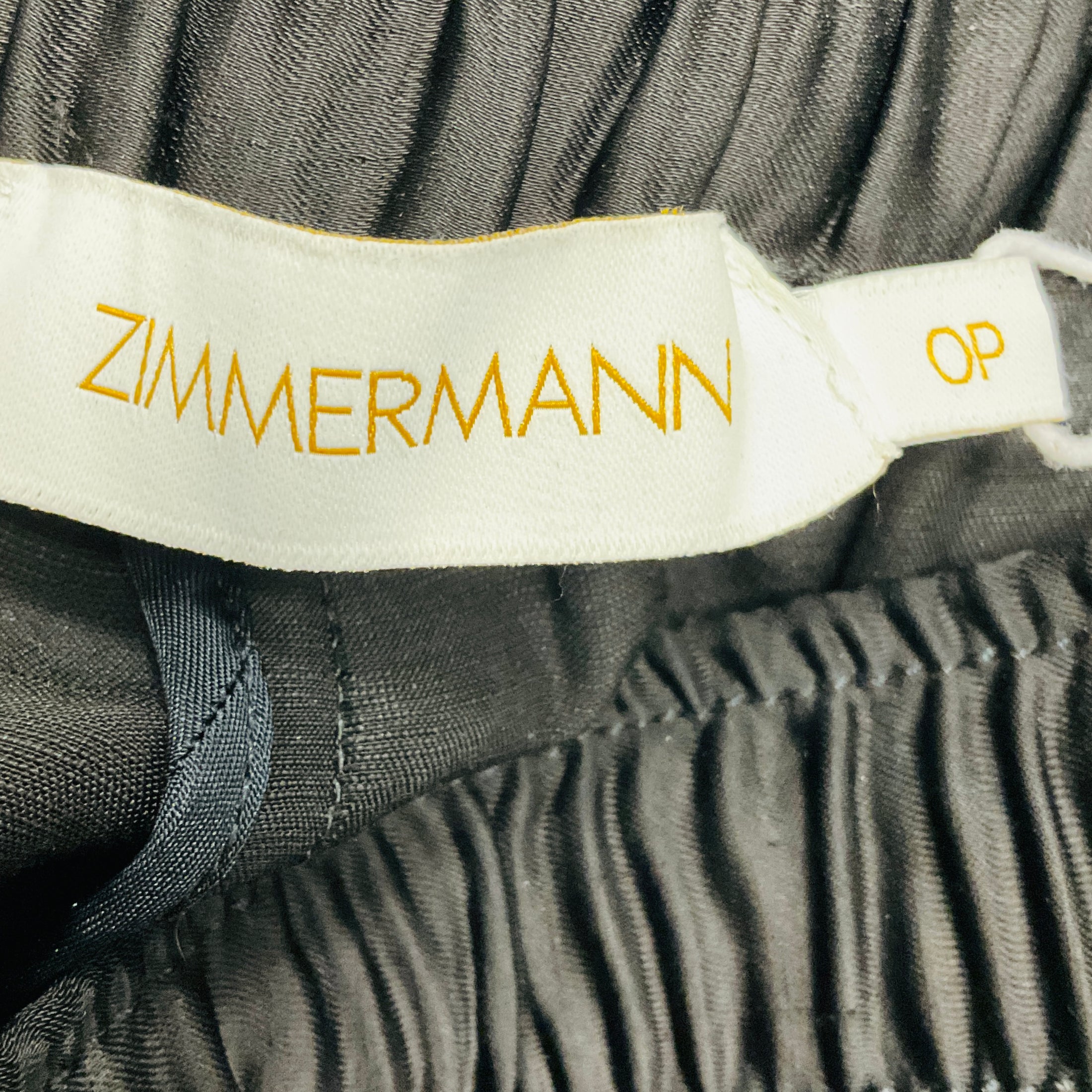 Zimmermann Black Wonderland Satin Harem Drawstring Cargo Pant