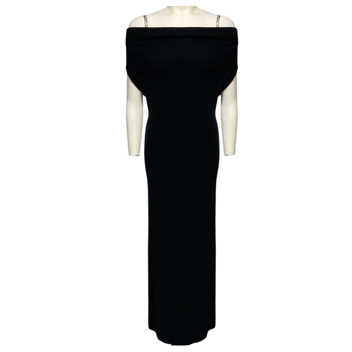 Toteme Black Off Shoulder Rib Knit Dress