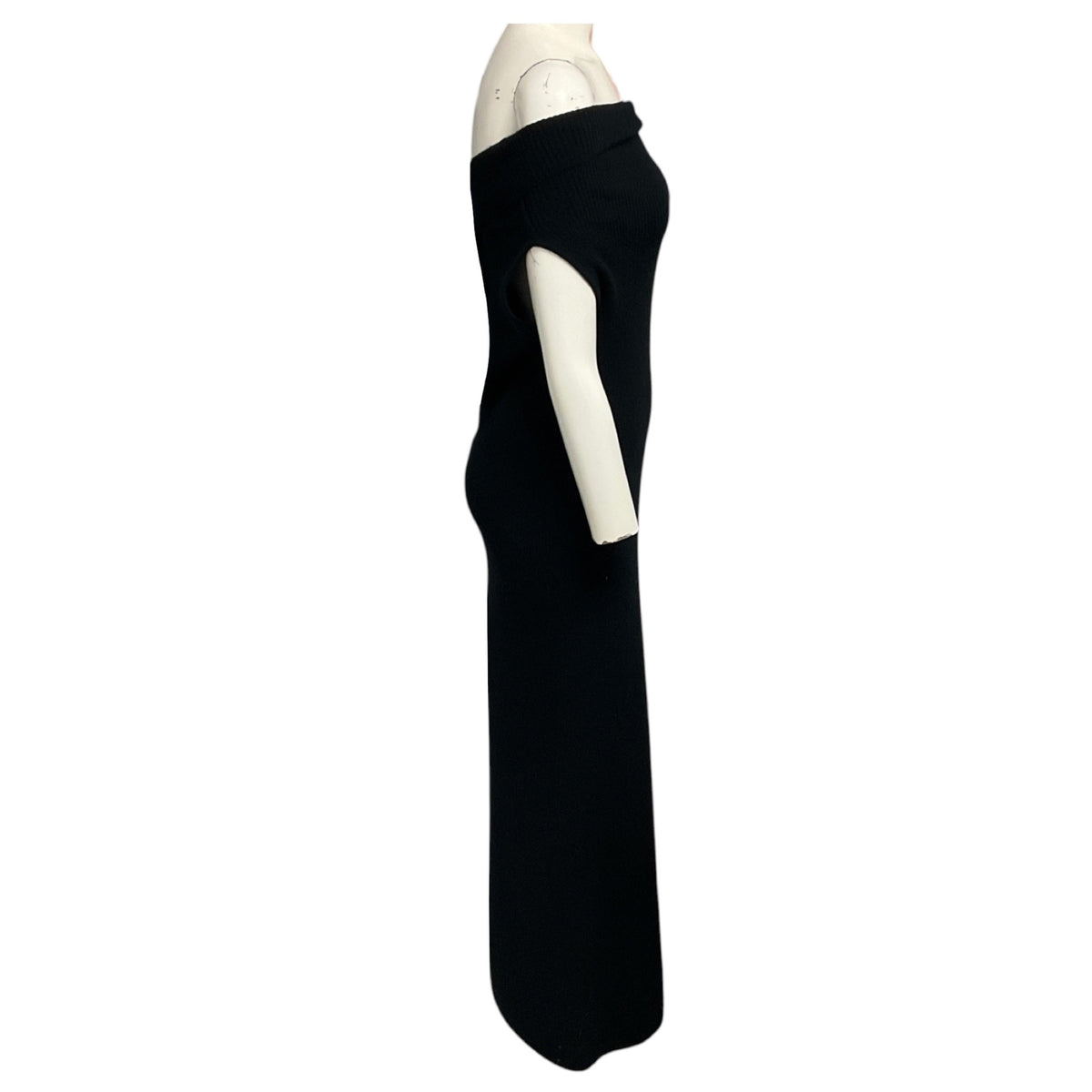 Toteme Black Off Shoulder Rib Knit Dress
