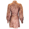 Load image into Gallery viewer, Zimmermann Brown Multi Leopard Printed Belted Long Sleeved Linen Mini Dress
