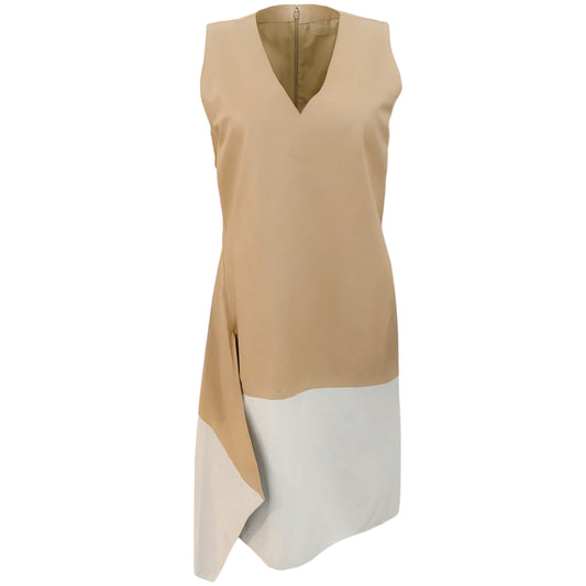 Reed Krakoff Ivory / Tan Leather Sleeveless Dress