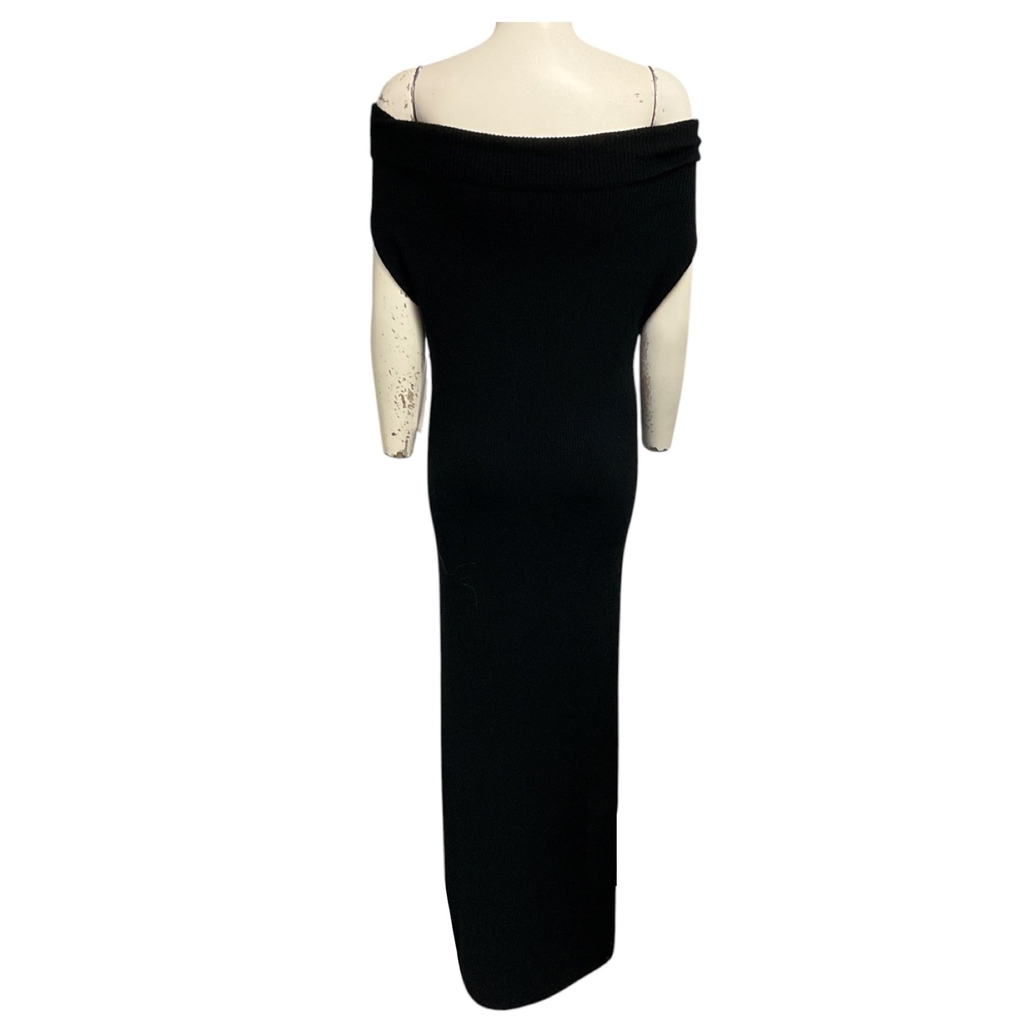 Toteme Black Off Shoulder Rib Knit Dress