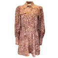 Load image into Gallery viewer, Zimmermann Brown Multi Leopard Printed Belted Long Sleeved Linen Mini Dress
