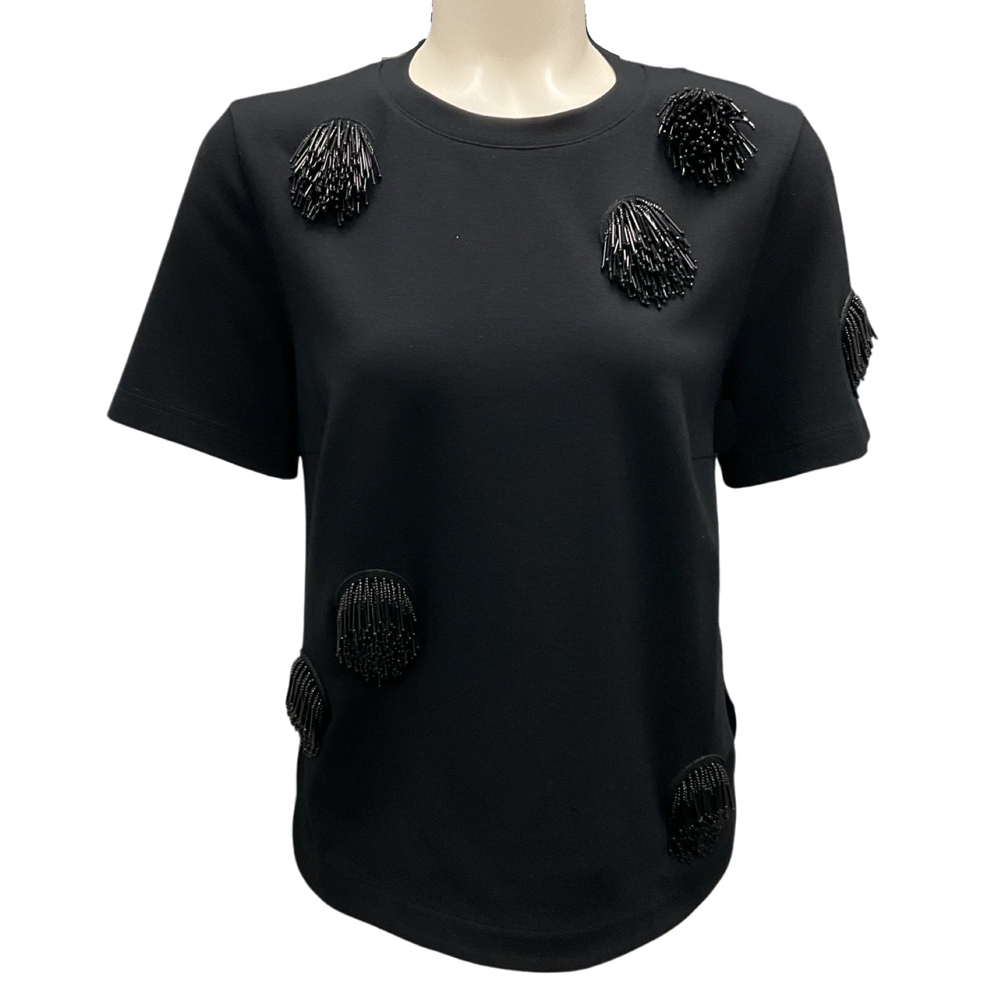 Akris Punto Black Bead Embellished Short Sleeved Top