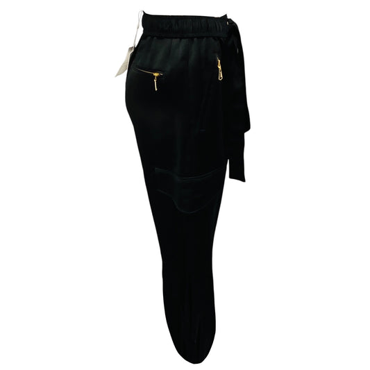 Zimmermann Black Wonderland Satin Harem Drawstring Cargo Pant
